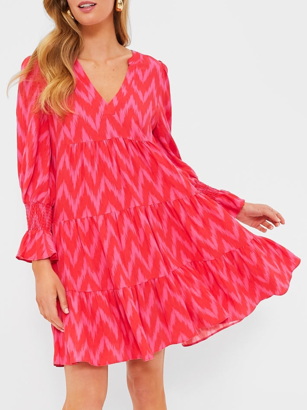 Pomander Place Dress Womens Small Tuckernuck Hot Pink Ikat Kenzo Tiered Mini